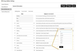 KNX group address settings